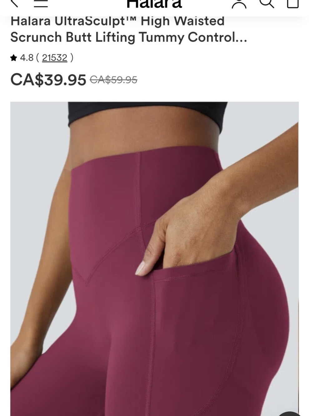 Halara red leggings 7/8 medium NWT